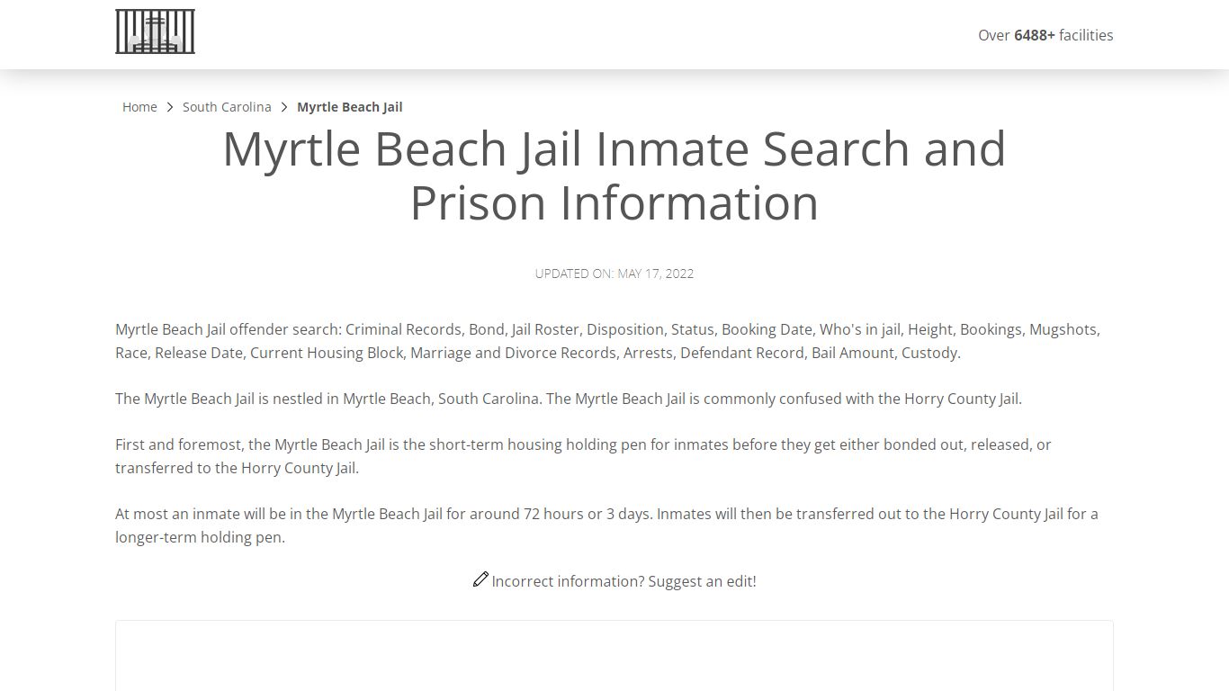 Myrtle Beach Jail Inmate Search, Visitation, Phone no ...